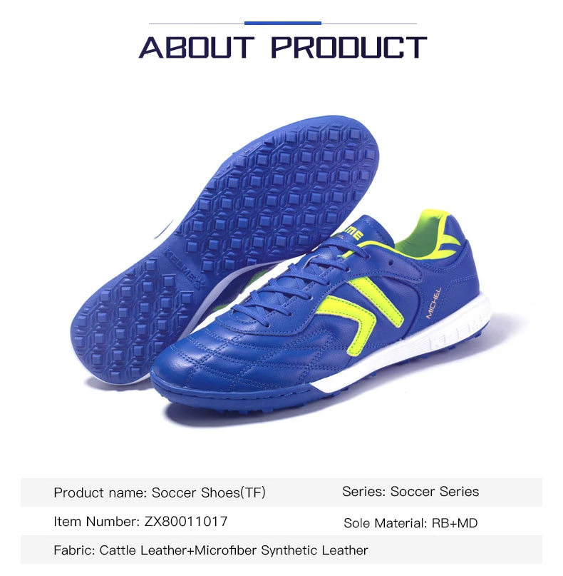 KELME Soccer Shoes TF Football Boots Calf-Skin Cleats Professional Futsal Original Football Training Sneakers ZX80011017