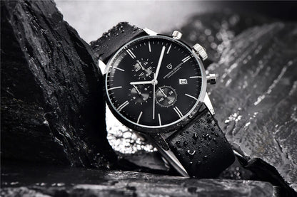 PAGANI DESIGN Men's Fashion Casual Brand Watch Waterproof 30m Luxury Leather Sports Quartz Chronograph VK67 Relogio Masculino