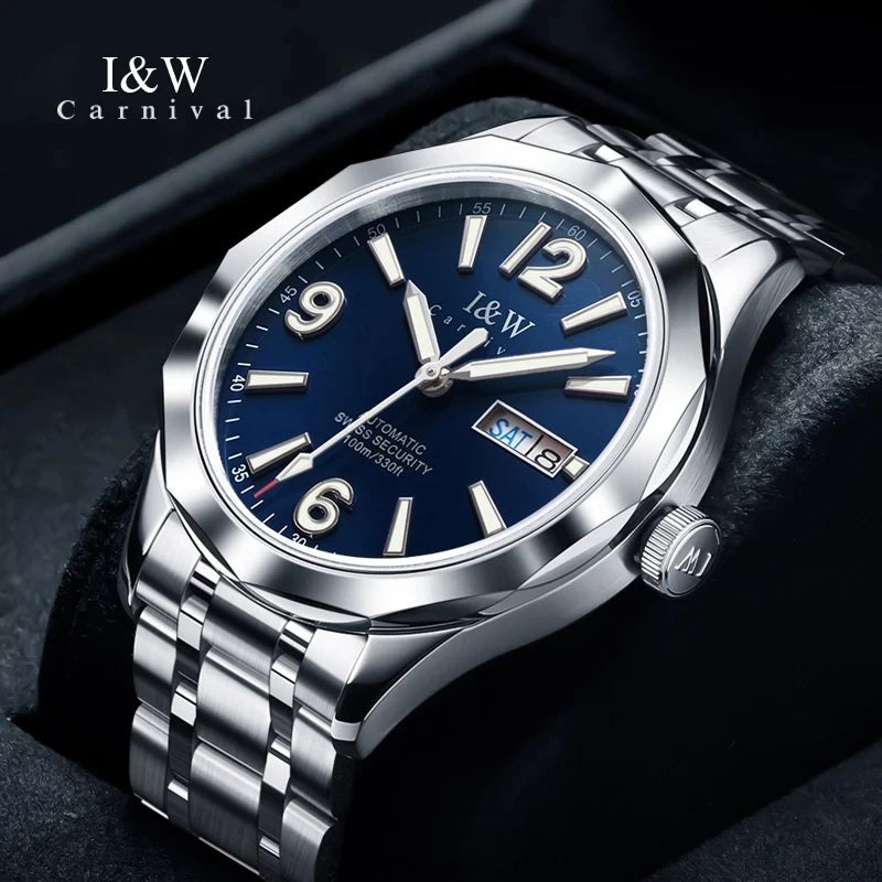 Reloj CARNIVAL Mens Tungsten Mechanical Watch Brand Luxury NH36 Automatic Movement Wristwatches for Men Waterproof Montre Homme