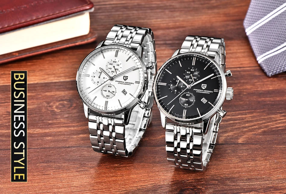 PAGANI DESIGN Men's Fashion Casual Brand Watch Waterproof 30m Luxury Leather Sports Quartz Chronograph VK67 Relogio Masculino