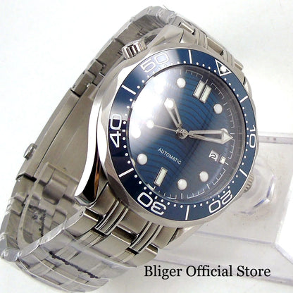 BLIGER Luxury 41mm Mechanical Men's Watch Sapphire Glass NH35AMIYOTA PT5000 Movement Steel Bracelet Ceramic Bezel Date Function