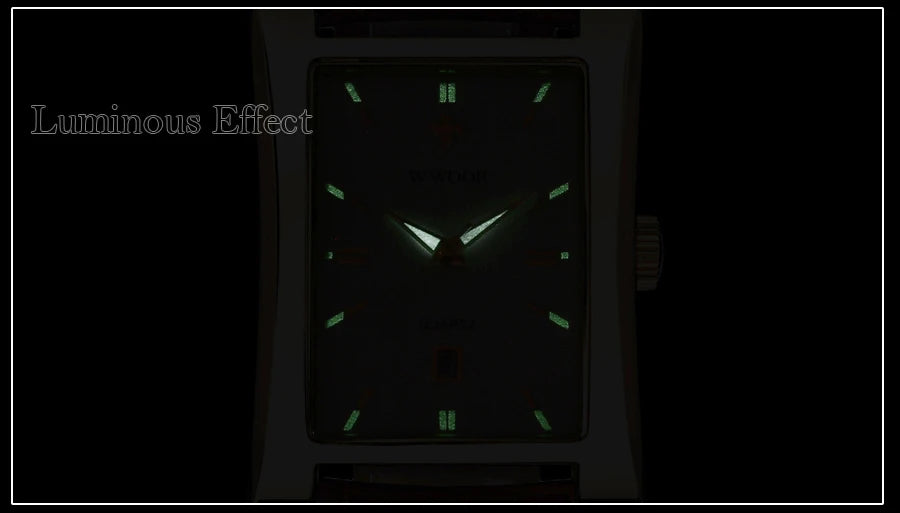 WWOOR Brand Classic Fashion Mens Rectangle Watches Male Gold Brown Leather Quartz Waterproof Wrist Watch For Men Calendar Clocks