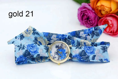 Shsby 2020 Women's Watches Fashion Floral Cloth Ladies Watches Flower Bracelet Clock Dress Wristwatch Luxury Relogio Feminino