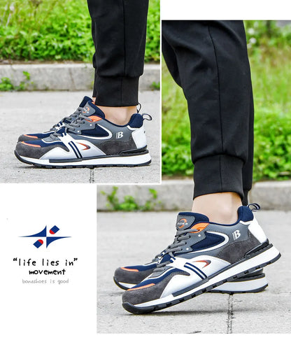BONA Nuevos diseñadores Zapatillas deportivas de cuero de acción para hombre, calzado de running, tenis masculinos para caminar, fitness moderno