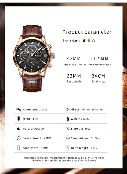 2025 New Men's Watches LIGE Top Brand Luxury Leather Casual Quartz Watch Men's Sport Waterproof Clock Watch Relogio Masculino+Box