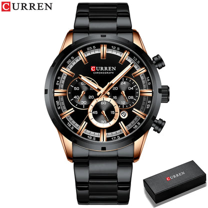Curren Men's Watch Blue Dial Stainless Steel Band Date Men's Business Watches Waterproof Luxuries Men Wrist Watches for Men