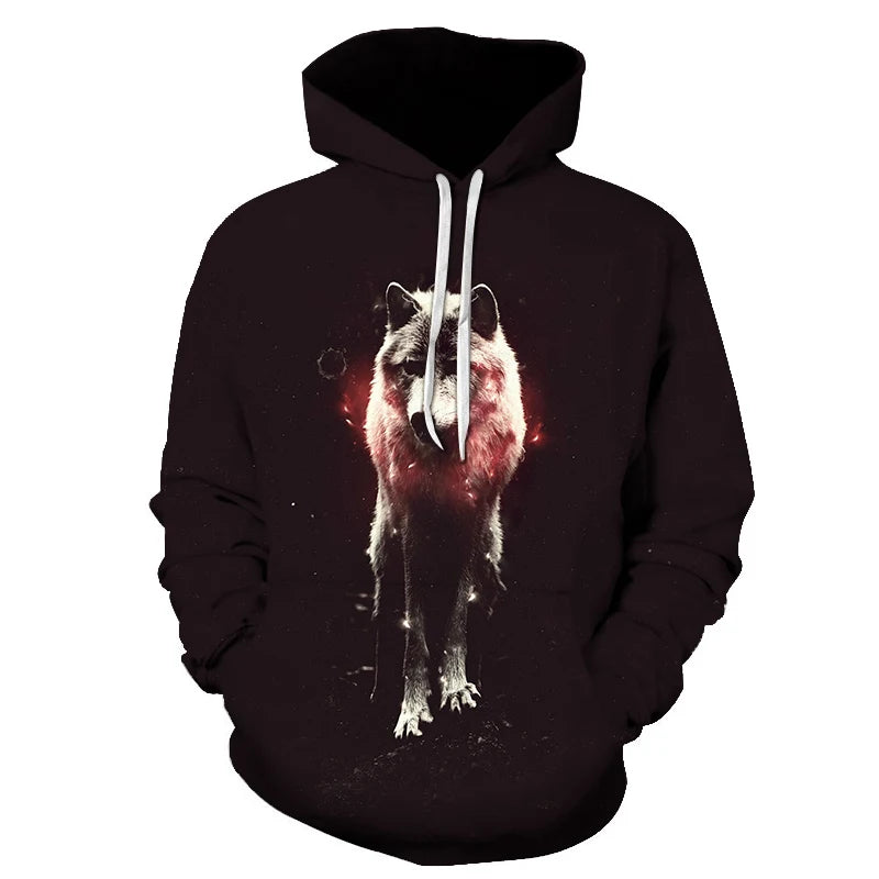 Cool Space Galaxy Wolf Hoodie – Herren-Hoodie mit leuchtendem Wolf, modischer Pullover für Frühling und Herbst