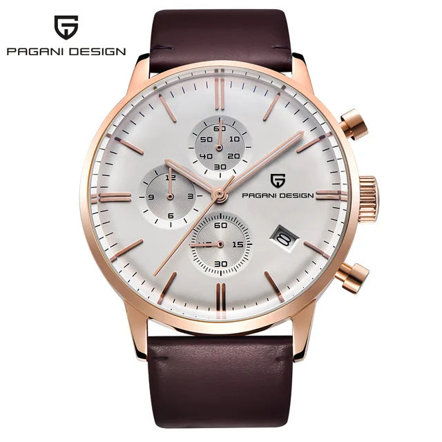 PAGANI DESIGN Men's Fashion Casual Brand Watch Waterproof 30m Luxury Leather Sports Quartz Chronograph VK67 Relogio Masculino
