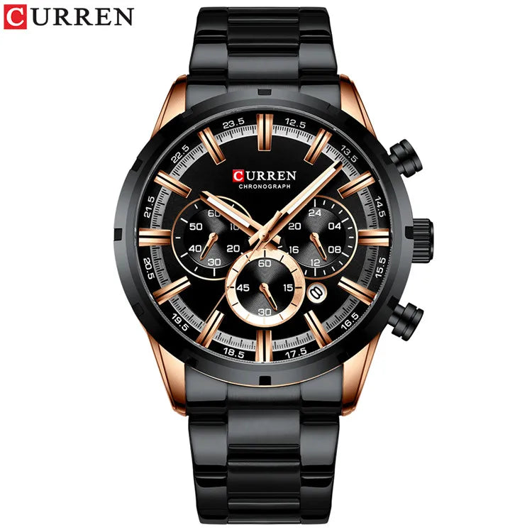 Curren Men's Watch Blue Dial Stainless Steel Band Date Men's Business Watches Waterproof Luxuries Men Wrist Watches for Men
