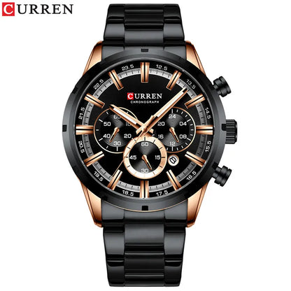 Curren Men's Watch Blue Dial Stainless Steel Band Date Men's Business Watches Waterproof Luxuries Men Wrist Watches for Men