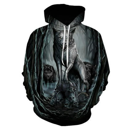 Cool Space Galaxy Wolf Hoodie – Herren-Hoodie mit leuchtendem Wolf, modischer Pullover für Frühling und Herbst