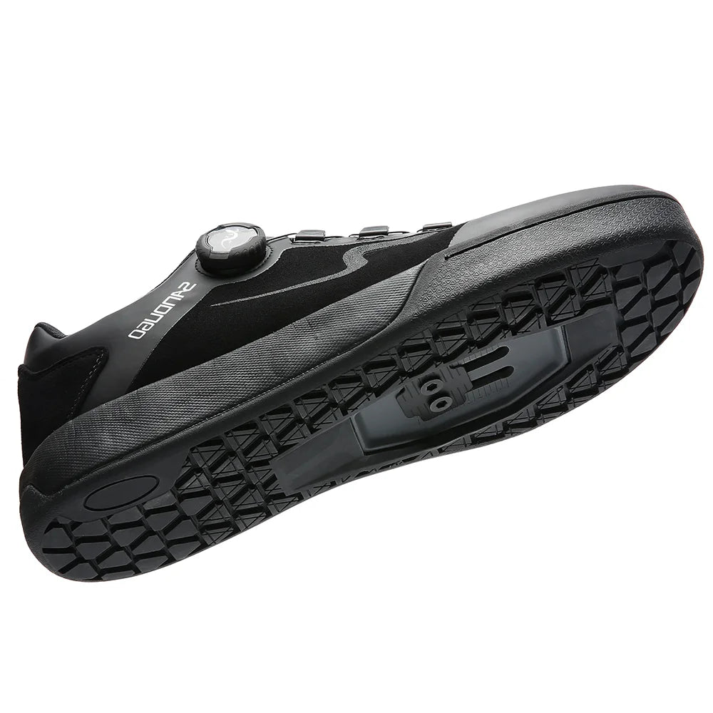 Sandugo Mountain Bike Enduro D/H Shoes Suitable for All SPD and Flat Pedal Bicycle Shoes. High-Quality Fabric.