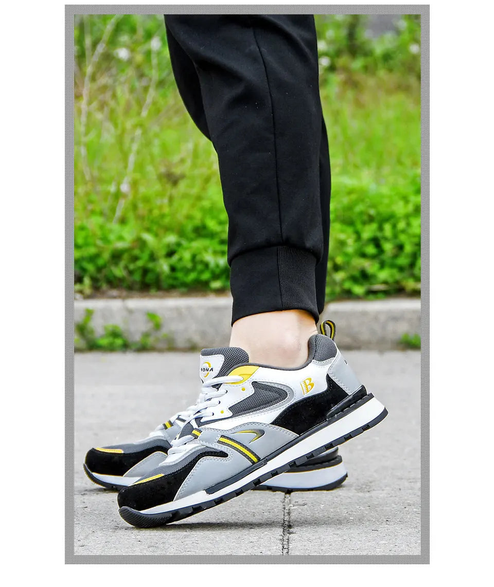 BONA Nuevos diseñadores Zapatillas deportivas de cuero de acción para hombre, calzado de running, tenis masculinos para caminar, fitness moderno
