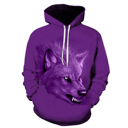 Cool Space Galaxy Wolf Hoodie – Herren-Hoodie mit leuchtendem Wolf, modischer Pullover für Frühling und Herbst