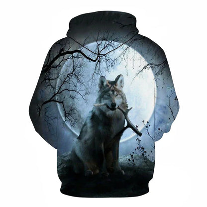 Cool Space Galaxy Wolf Hoodie – Herren-Hoodie mit leuchtendem Wolf, modischer Pullover für Frühling und Herbst