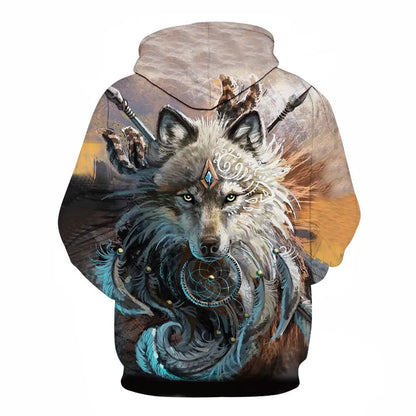 Cool Space Galaxy Wolf Hoodie – Herren-Hoodie mit leuchtendem Wolf, modischer Pullover für Frühling und Herbst