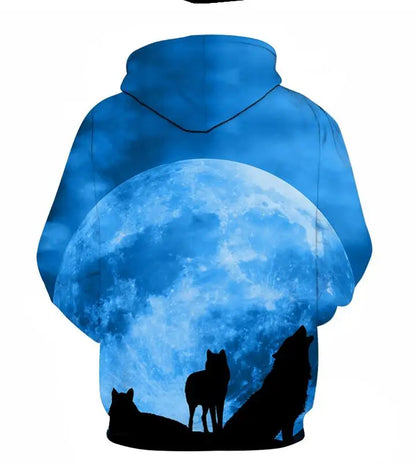 Cool Space Galaxy Wolf Hoodie – Herren-Hoodie mit leuchtendem Wolf, modischer Pullover für Frühling und Herbst