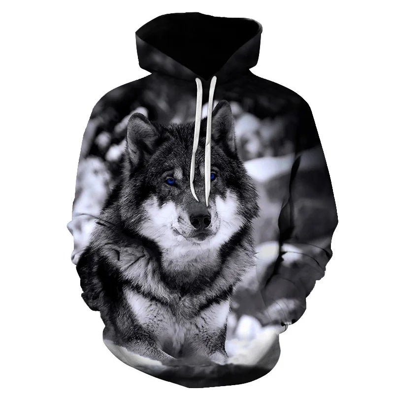 Cool Space Galaxy Wolf Hoodie – Herren-Hoodie mit leuchtendem Wolf, modischer Pullover für Frühling und Herbst