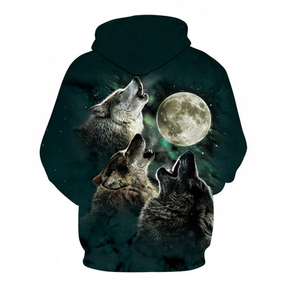 Cool Space Galaxy Wolf Hoodie – Herren-Hoodie mit leuchtendem Wolf, modischer Pullover für Frühling und Herbst