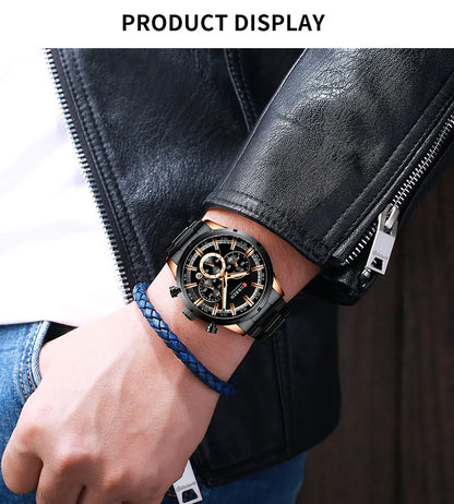 Curren Men's Watch Blue Dial Stainless Steel Band Date Men's Business Watches Waterproof Luxuries Men Wrist Watches for Men