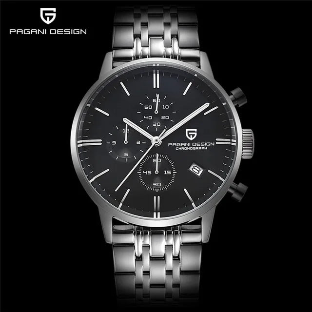 PAGANI DESIGN Men's Fashion Casual Brand Watch Waterproof 30m Luxury Leather Sports Quartz Chronograph VK67 Relogio Masculino