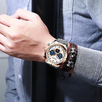 Curren Men's Watch Blue Dial Stainless Steel Band Date Men's Business Watches Waterproof Luxuries Men Wrist Watches for Men