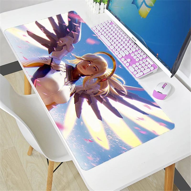 Tappetino mouse Overwatch grande fai da te kawaii XXL per PC, tappetino da scrivania per gamer e ufficio, accessorio gaming per tastiera e mouse