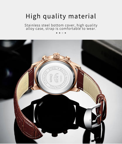 2025 New Men's Watches LIGE Top Brand Luxury Leather Casual Quartz Watch Men's Sport Waterproof Clock Watch Relogio Masculino+Box