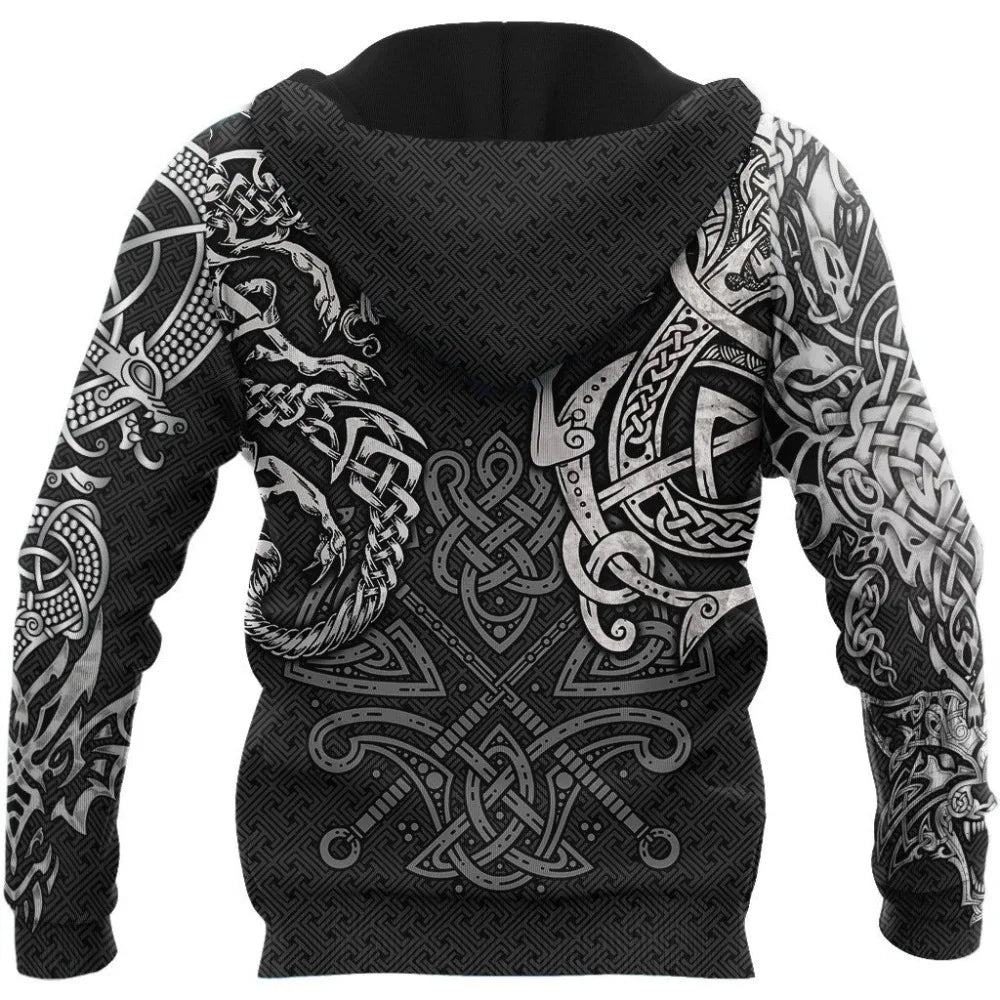 Fashion Hoodies Fenrir Wolf And Dragon Tattoo 3D All Over Printed Men's Sweatshirt Unisex Zip Pullover Casual Jacket DW0220
