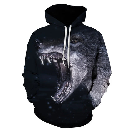 Cool Space Galaxy Wolf Hoodie – Herren-Hoodie mit leuchtendem Wolf, modischer Pullover für Frühling und Herbst