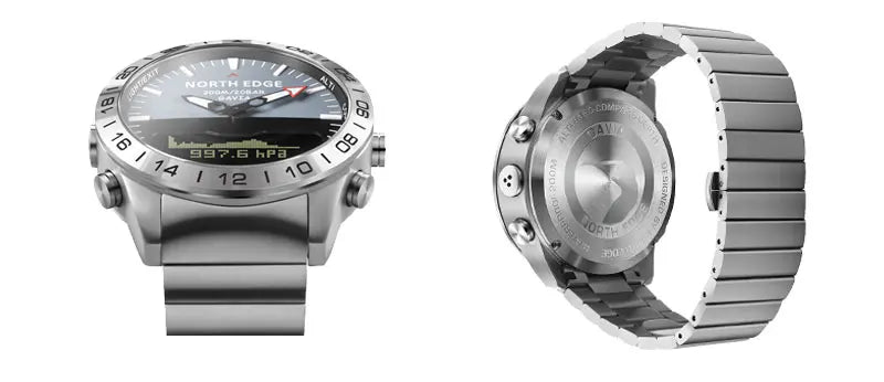 NORTH EDGE Men's Dive Watch Military Army Luxury Full Steel Smartwatch Compass Altimeter Barometer Digital Clock Waterproof 200m