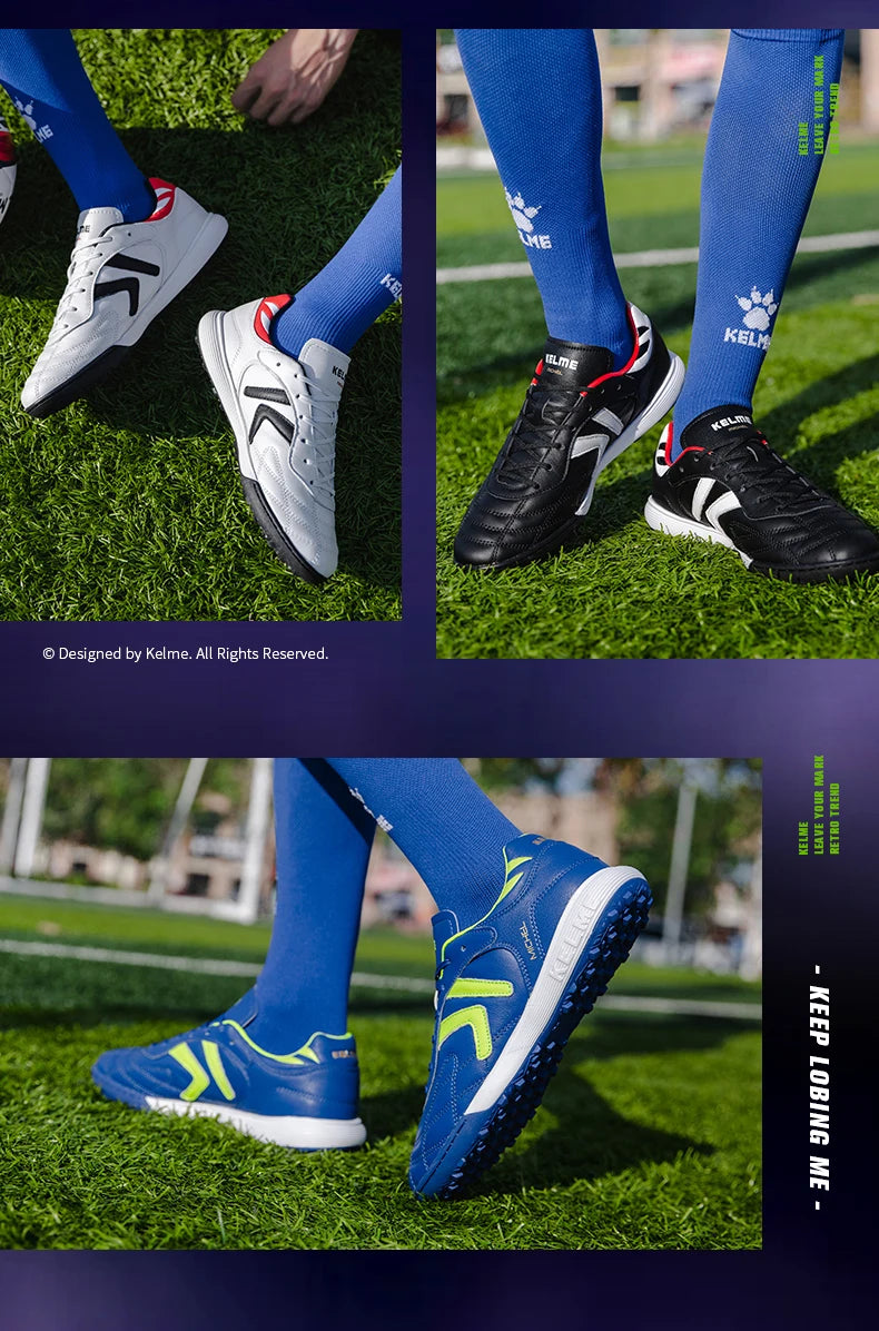 KELME Soccer Shoes TF Football Boots Calf-Skin Cleats Professional Futsal Original Football Training Sneakers ZX80011017