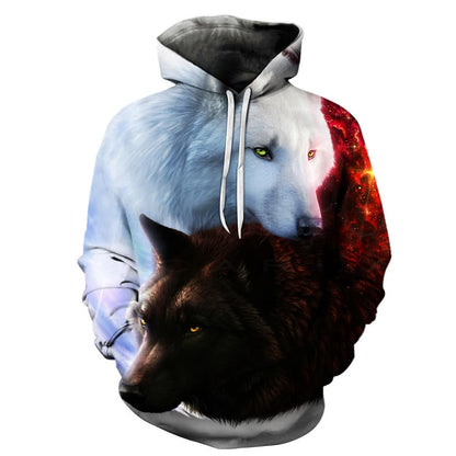 Cool Space Galaxy Wolf Hoodie – Herren-Hoodie mit leuchtendem Wolf, modischer Pullover für Frühling und Herbst