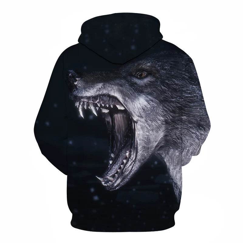 Cool Space Galaxy Wolf Hoodie – Herren-Hoodie mit leuchtendem Wolf, modischer Pullover für Frühling und Herbst