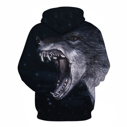 Cool Space Galaxy Wolf Hoodie – Herren-Hoodie mit leuchtendem Wolf, modischer Pullover für Frühling und Herbst