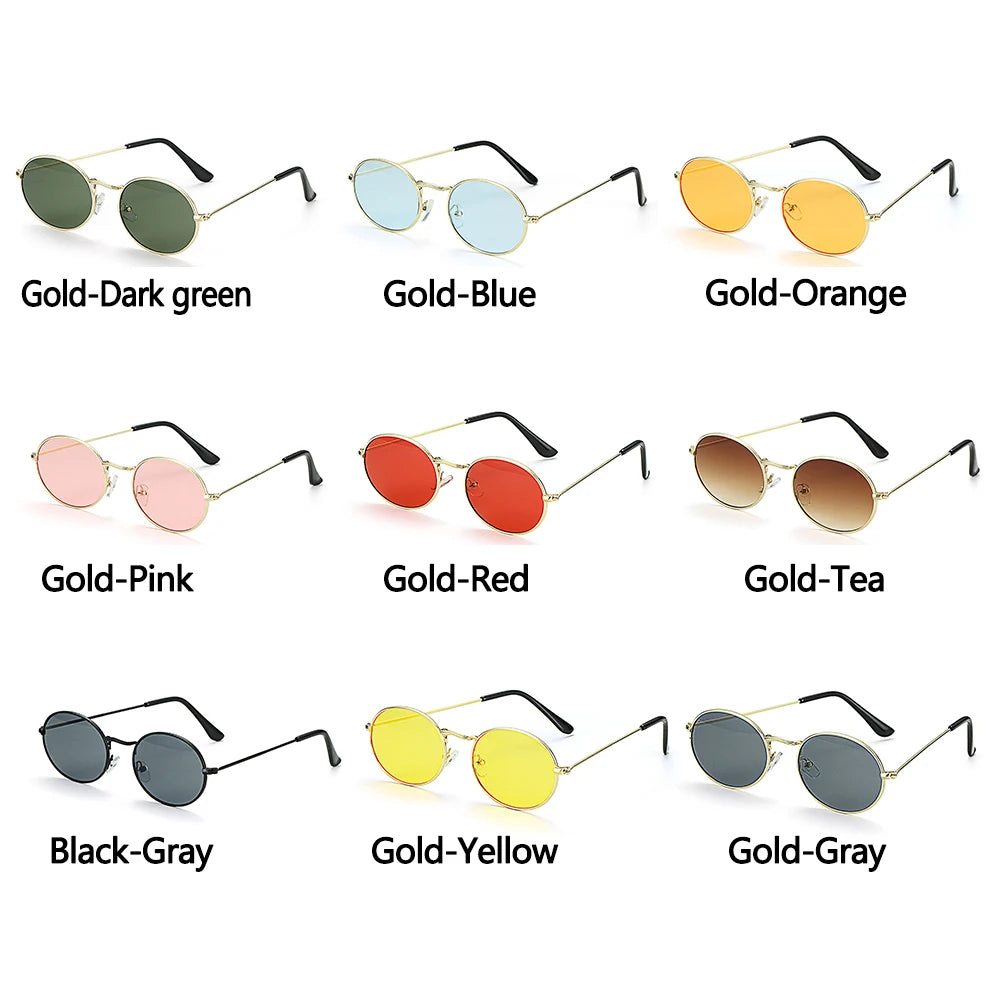Women Female Oval Sunglasses Eyewear Driver Goggles Gold Small Retro Vintage Sexy Round Sunglasses Frame Cycling Accessories