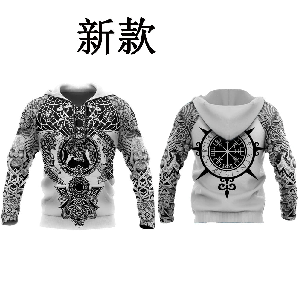 Fenrir Wolf Valknut Tattoo 3D Printed Men hoodies Harajuku Fashion Hooded Sweatshirt Autumn Unisex hoodie sudadera hombre