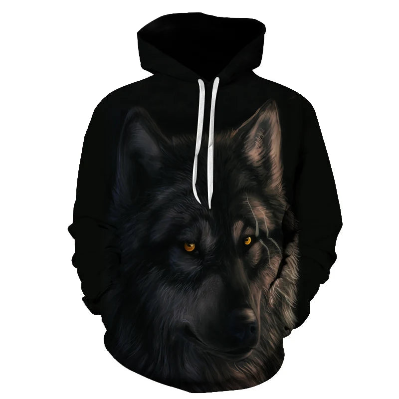 Cool Space Galaxy Wolf Hoodie – Herren-Hoodie mit leuchtendem Wolf, modischer Pullover für Frühling und Herbst