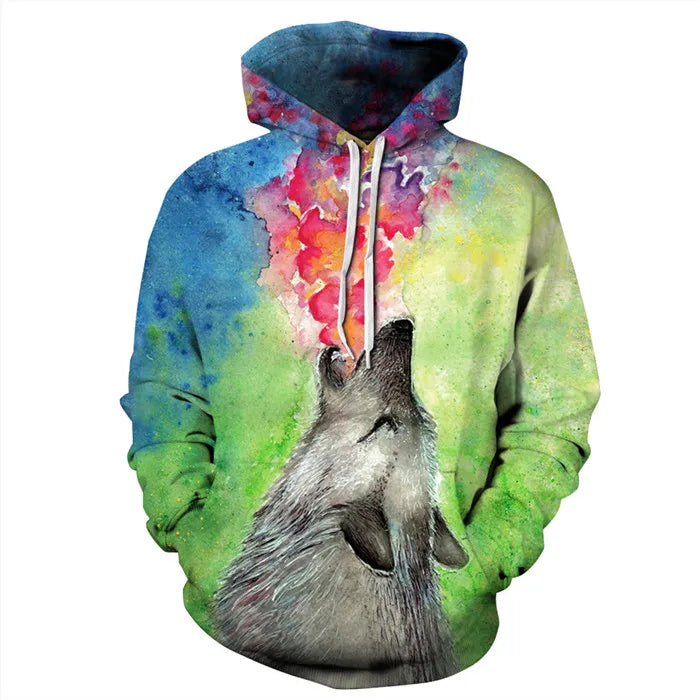 Unisex 3D Print Ice/Fire Wolves Black White Wolf Hoodies Men/Women Casual Hoodie Autumn Tracksuit Pullover Hooded Sweatshirt