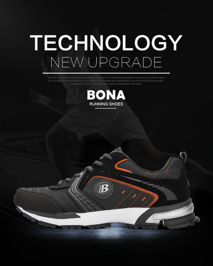 BONA Running Shoes Men Fashion Outdoor Light Breathable Sneakers Man Lace-Up Sports Walking Jogging Shoes Man Comfortable