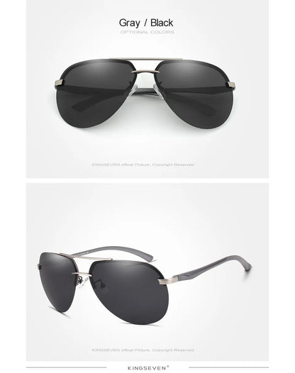 KINGSEVEN Aluminum Magnesium Polarized Rimless Lens Sunglasses For Men High Definition Retro Women Eyewear Oculos de sol