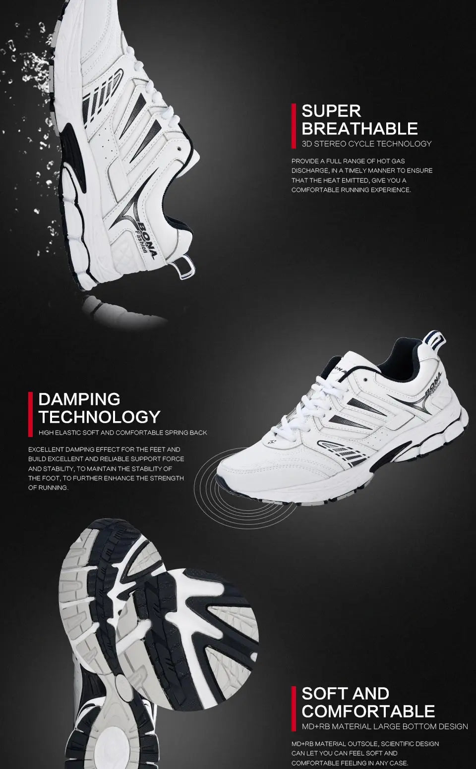 BONA New Design Style Men Shoes Breathable Popular Men Running Shoes Outdoor Sneaker Sports Shoes Comfortable