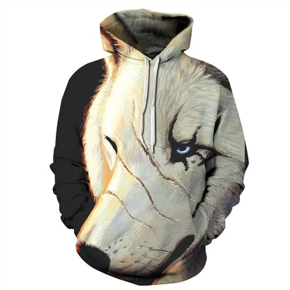 Unisex 3D Print Ice/Fire Wolves Black White Wolf Hoodies Men/Women Casual Hoodie Autumn Tracksuit Pullover Hooded Sweatshirt