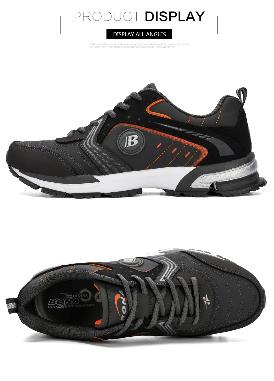 BONA Running Shoes Men Fashion Outdoor Light Breathable Sneakers Man Lace-Up Sports Walking Jogging Shoes Man Comfortable