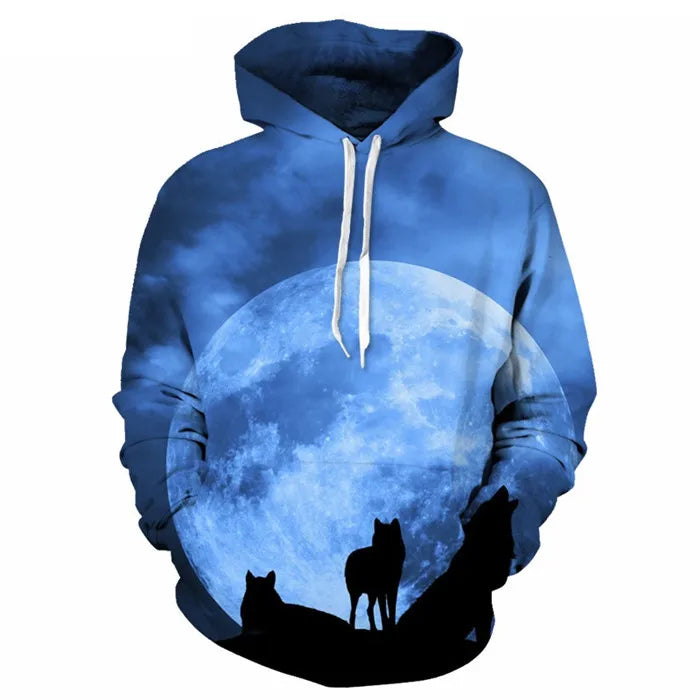 Unisex 3D Print Ice/Fire Wolves Black White Wolf Hoodies Men/Women Casual Hoodie Autumn Tracksuit Pullover Hooded Sweatshirt
