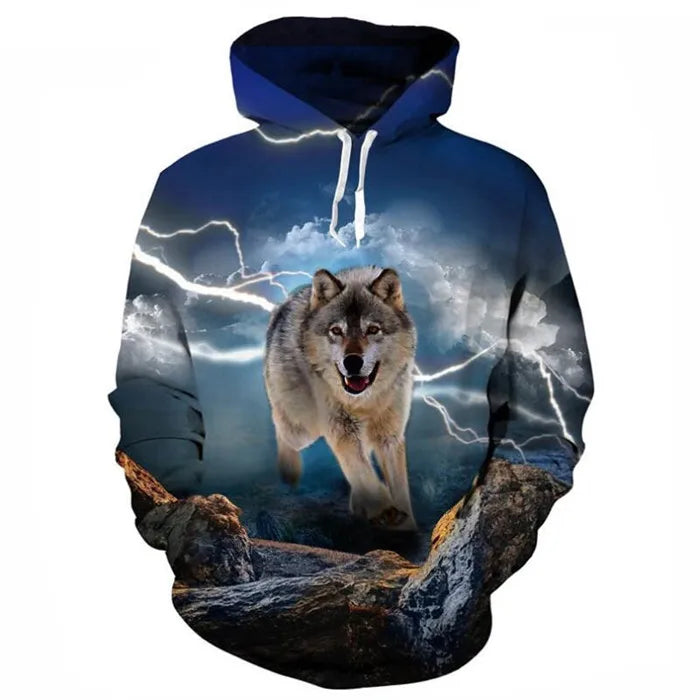 Unisex 3D Print Ice/Fire Wolves Black White Wolf Hoodies Men/Women Casual Hoodie Autumn Tracksuit Pullover Hooded Sweatshirt