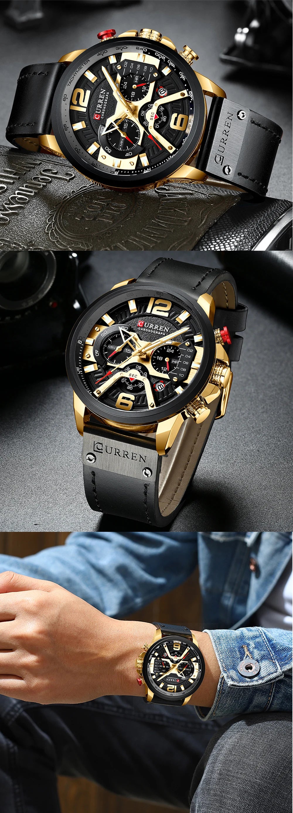 CURREN Casual Sport Watches for Men Blue Top Brand Luxury Military Leather Wrist Watch Man Clock Fashion Chronograph Wristwatch
