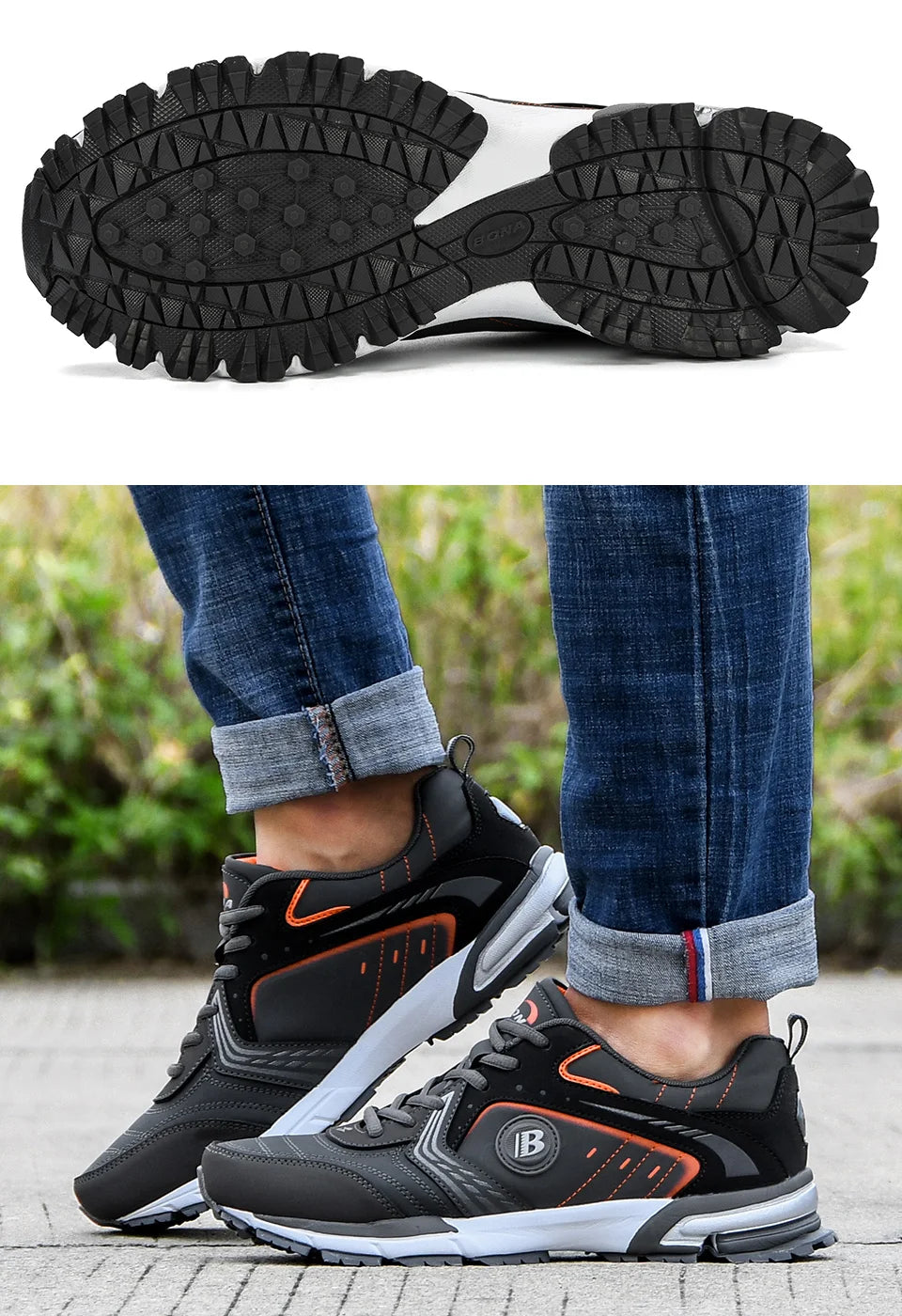 BONA Running Shoes Men Fashion Outdoor Light Breathable Sneakers Man Lace-Up Sports Walking Jogging Shoes Man Comfortable