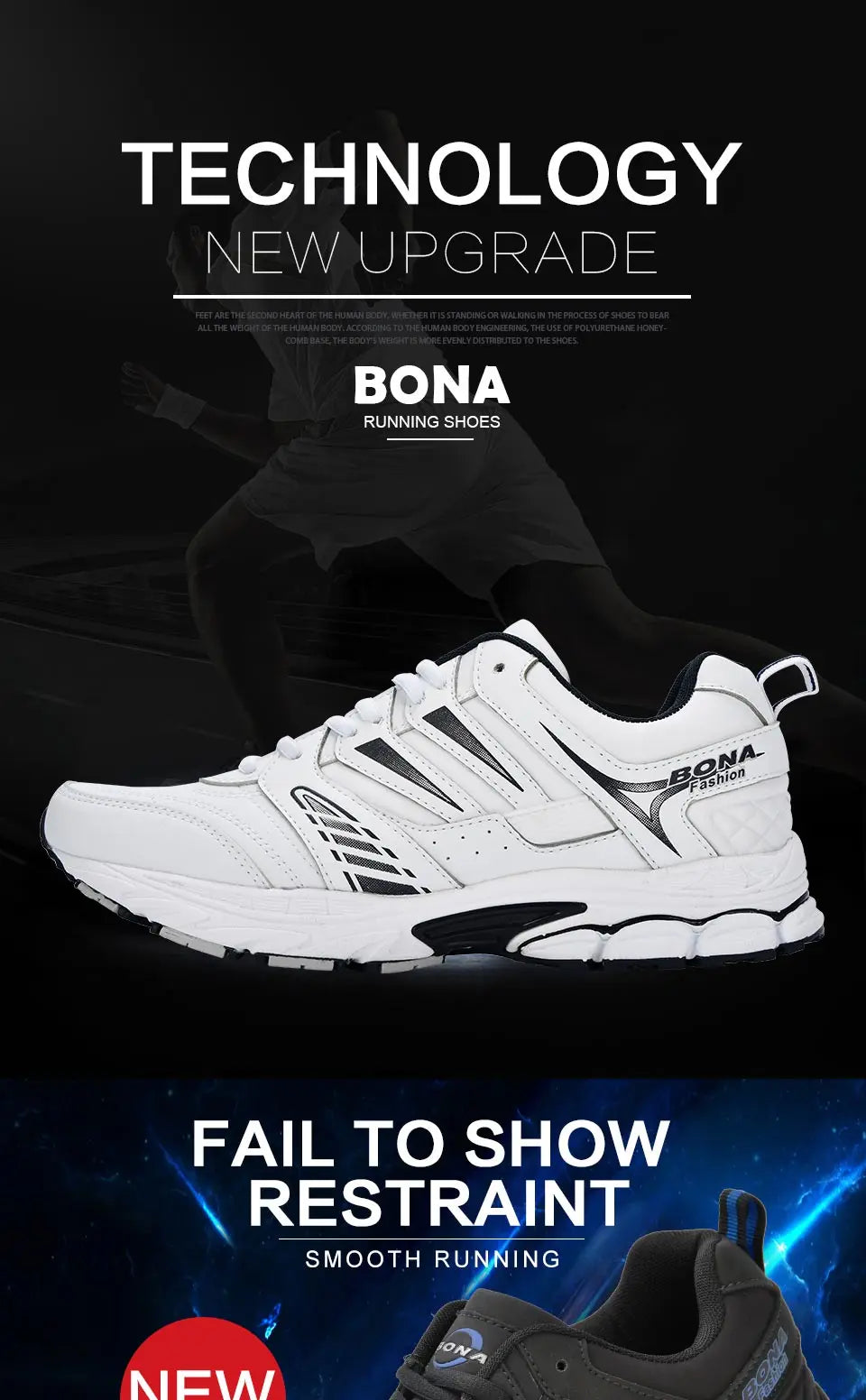 BONA New Design Style Men Shoes Breathable Popular Men Running Shoes Outdoor Sneaker Sports Shoes Comfortable