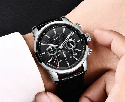 2025 New Men's Watches LIGE Top Brand Luxury Leather Casual Quartz Watch Men's Sport Waterproof Clock Watch Relogio Masculino+Box